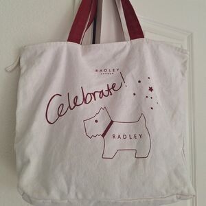 Radley London Celebrate White‎ Toye canvas zip tote bag
